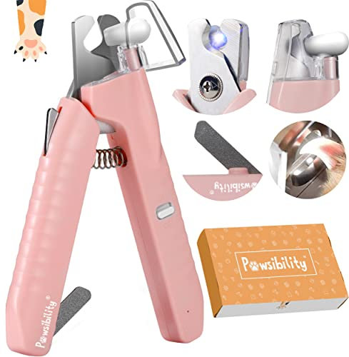 Pawsibility - Reinvented Pet Nail Clippers for Your Pal - USB Rechargeable LED Light for Bloodline | Razor Sharp and Durable Blade | Vets Recommended Trimming Tool for Dogs and Cats - Pink