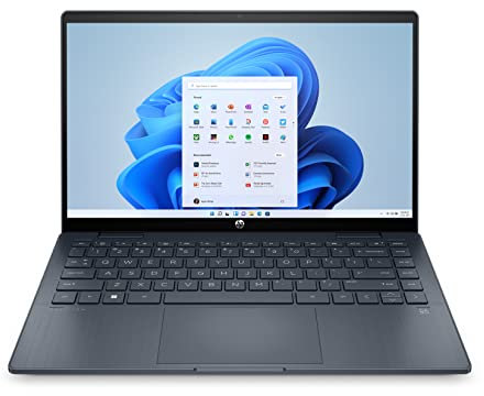 HP PAVILION x360 14-ek0000sf PC Ultraportable Convertible et Tactile 14 FHD (Intel Core i3-1215U, RAM 8 Go, SSD 512 Go, AZERTY, Windows 11 Famille) Bleu Espace, Noir