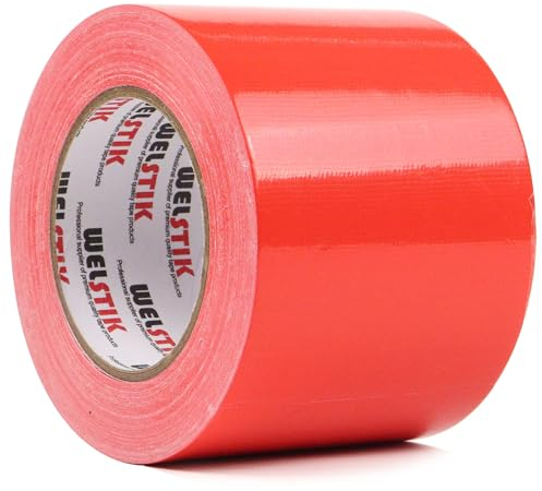 WELSTIK Heavy Duty Waterproof Duct Tape 4 Inch, Professional Grade Industrial Duct Tape for Repairs, DIY, Crafts, Indoor Outdoor Use, No Residue, Tear by Hand (3.77Inch X 45 Yards, Red)