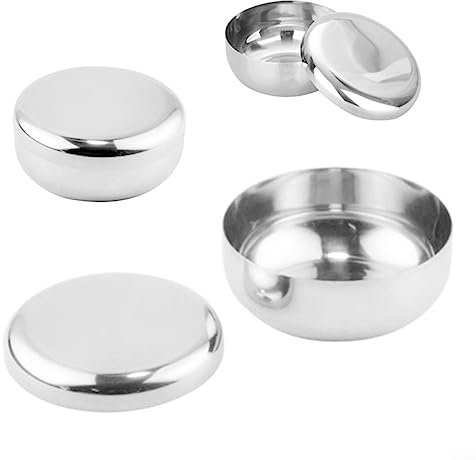 Cuenco de arroz coreano de acero inoxidable con tapa, plato cálido tradicional con tapa para mantener el arroz o la sopa caliente, 12 cm