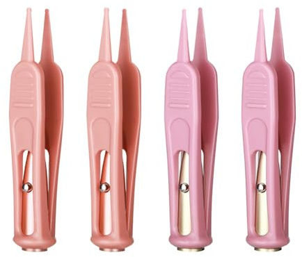 HugeDE 4 Pcs Plastic Nose Cleaning Tweezers Nose Booger Cleaner Baby Nasal Tweezers Booger Removers with LED Light for Baby Care