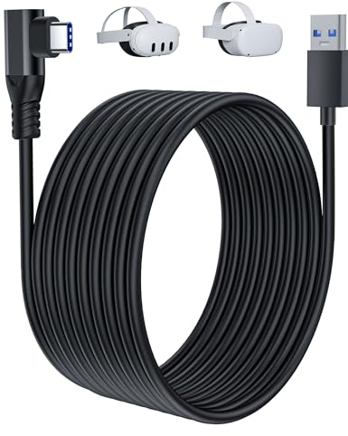5M Link Kabel,Kompatibel mit Oculus Quest3/Quest2/Pro/Meta/PICO 4 PC Steam VR,High Speed PC Datenübertragung Virtual Reality Headset Kabel,USB 3.0 zu USB C Kabel für VR Headset und Gaming PC Schwarz