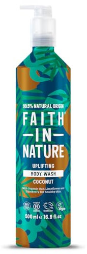 Faith In Nature - Natural Body Wash Aluminium Bottle - Vegan & Cruelty Free, No SLS or Parabens - 500ml, Coconut