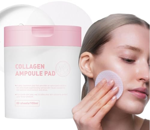 Collagen Face Pads - Face Exfoliator Pad For Acne Prone Skin - Toner Pads for women - Korean Skincare Face Pads - Toner Face Pads with Vitamin E & Niacinamide - Deep Hydration & Nourishment