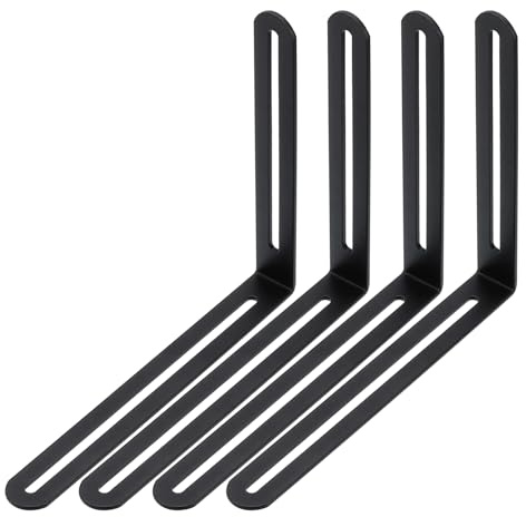 PATIKIL 7 22/25 Staffa Angolo a L Regolabile con Scanalatura, 4Pz Staffa Angolare a Slitta con Giunto Scanalato per Angolo Retto Metallo per Mobili da Sedia Legno, Nero