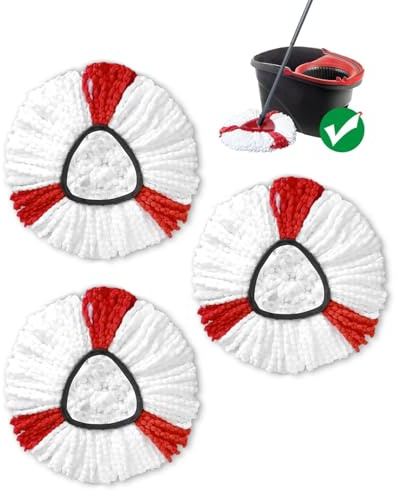 3 Stück Moppköpfe Kompatibel mit Vileda Turbo Wischmop, Mikrofaser Wischmopp Ersatzköpfe, Wischmopp Ersatz für EasyWring&Clean Bodenwischer, für alle Böden, Maschinenwaschbar