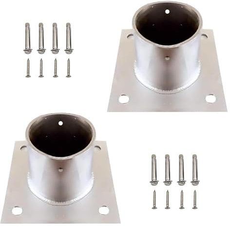 Kit de base de poteau en acier inoxydable pour clôture, boîte aux lettres, terrasse, pergola, supports de poteau ronds pour extérieur, supports d'ancrage, 2 pièces, diamètre 7 cm, hauteur 8 cm