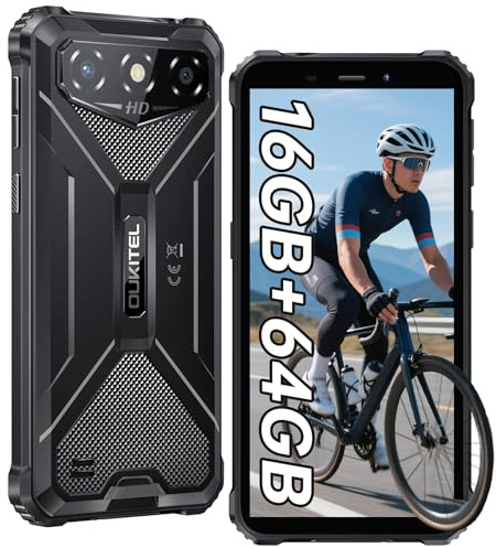 OUKITEL G3 Rugged Smartphone 2025, 6 Display Mobile Phones, 64GB ROM/TF 1TB, 6300mAh Battery Rugged Phone, 13MP Camera, 4G Dual SIM, IP68/IP69K Waterproof Phone, Face ID/GPS/3.5mm Jack, Black