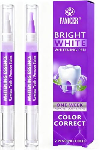 2 Pièce Stylo Blanchiment Dents,Blanchisseur de Dents,Kit Blanchiment Dentaire,Élimine en Douceur les Taches des Dent,Soins des Dentblanchiment pour à la Maison,Violet