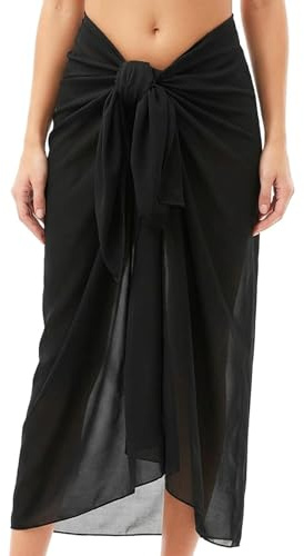 SrgPui Beach Cover Up, Stylish Black Sarong for Women Beachwear, Versatile Cover-Up for Sun Protection and Poolside Lounging, Ideal for Vacation Travel and Fashion-Conscious Beachgoers