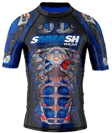 SMMASH Rashguard Manche Courte Garçon, T-Shirt Compression pour Garçon, Arts Martiaux, Boxe, MMA, Kickboxing, Krav Maga, Matériau Antibactérien, Produit dans l'Union Européenne