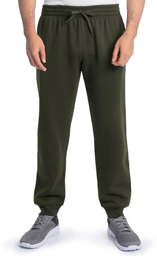 Fruit of the Loom Eversoft Fleece Joggers with Pockets, Relaxed Fit, Moisture Wicking, Breathable, Tapered Sweatpants, Duffle Bag Green, X-Large