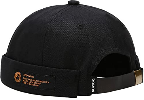 XYIYI Keep Going Black Mens Docker Cap Brimless Hats Skullcap Worker Sailor Cap Rolled Cuff Retro Beanie Hat