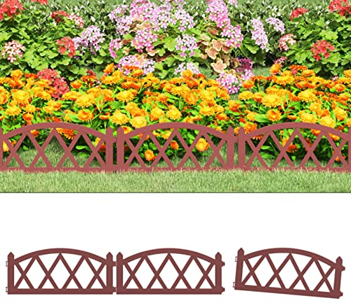 ZEYUAN Rasenkanten 17 STK Beetumrandungen, Beeteinfassung, Grabumrandung, Zaun Garten, Beetzaun, Beetabgrenzung, Rot 10 m PP