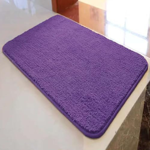 Reyox Badezimmerteppich rutschfest, Wasserabsorbierenden Badematte, Weich Flauschig Badteppich, Fußmatte für Wohnzimmer Schlafzimmer Badezimmer Violett 40 x 60 cm