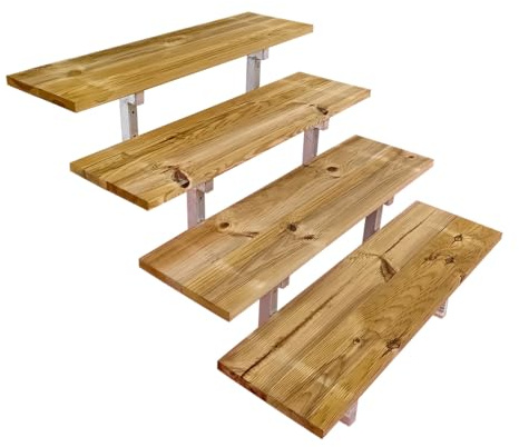 Scala in legno con limo in metallo in kit, 2-5 gradini, gradini in legno Autoclave (4 gradini, 60 cm)