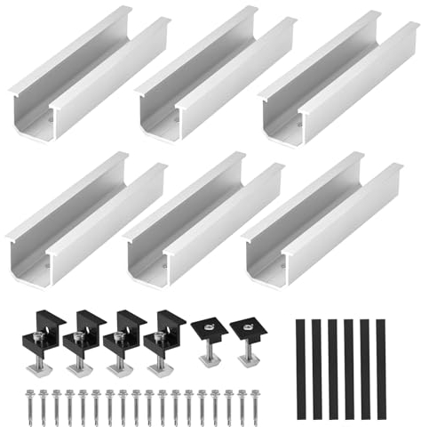 Kit de Support de Panneau Solaire - 6 PièCes de 12cm Support RéGlable Rails Courts en Aluminium SystèMe de Montage pour Panneaux Solaires 30-35 Mm Panneaux Solaires,Toit Plat,Kit de Fixation PV