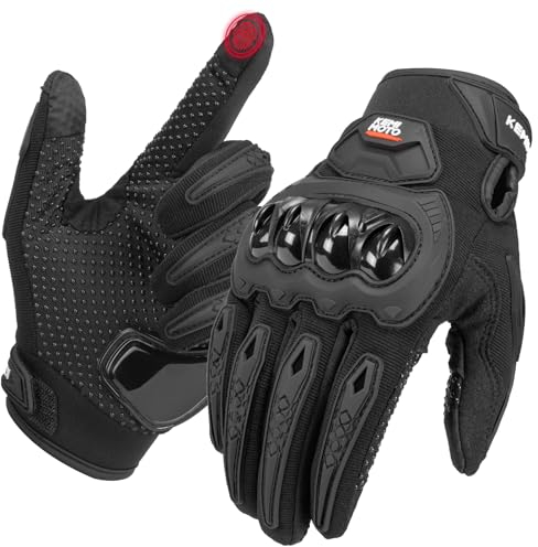 KEMIMOTO Gants Moto Été Homme, Knuckle Protection Respirant à Écran Tactile, Plein Doigt, Gants Motos Scooter pour la Course de Moto, VTT, Escalade, Chasse et Motocross