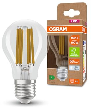 Osram SUPERSTAR+ CLASSIC A FIL 100 LED-Lampe, E27, 7,2W, 1512lm, 4000K, kaltweißes Licht, lange Lebensdauer, bis zu 60% Energieeinsparung vs. Standard LED-Lampen, 6-Pack, Weiß