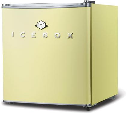 ICEBOX 1.7 Cu. Ft. Compact Refrigerator, ENERGY STAR Certified Small Refrigerator, Single Door Mini Fridge with Chiller Compartment, R600a Refrigerant, IBCR17SUN, Sun Yellow