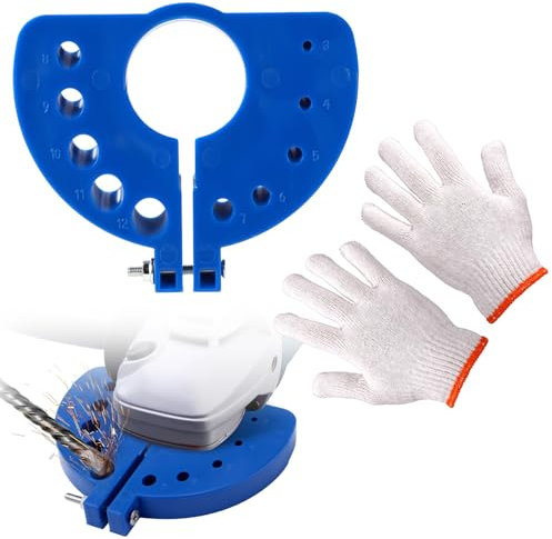 Power Drill Bit Sharpener for All Bits, ABS Material Multi-Purpose 10-Notches Precision Angle Grinder Drill Bit Sharpener Drill Bit Grinding Attachment with Gloves (Blue)
