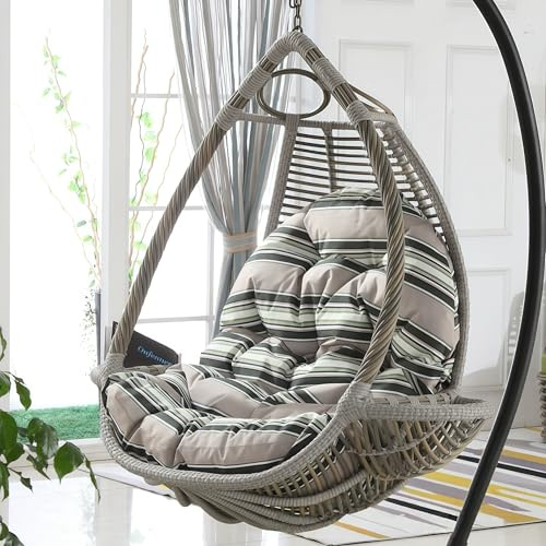 Cuscino per dondolo da giardino in rattan, comodo cuscino a forma di uovo, per esterni/interni, decorazione per mobili da giardino e patio