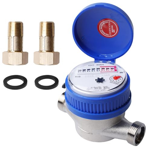 Contatore acqua fredda, calibrato a freddo, 1/2 pollici, contatore acqua da giardino, rubinetto per il flusso, copertura di protezione domestica, contatore dell'acqua fredda