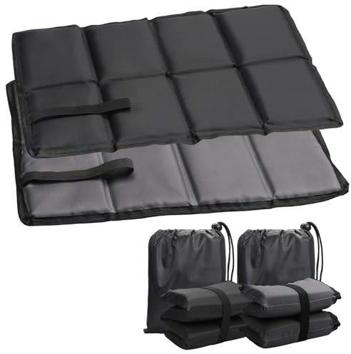 2 Pezzi Tappetino Pieghevole Outdoor,Cuscino Stadio Gomma Piuma,Picnic Cuscino Seduta,Cuscini Esterni Impermeabili con 2 Borsa Portaoggetti per campeggio,picnic,escursioni e trekking(Nero,Grigio)