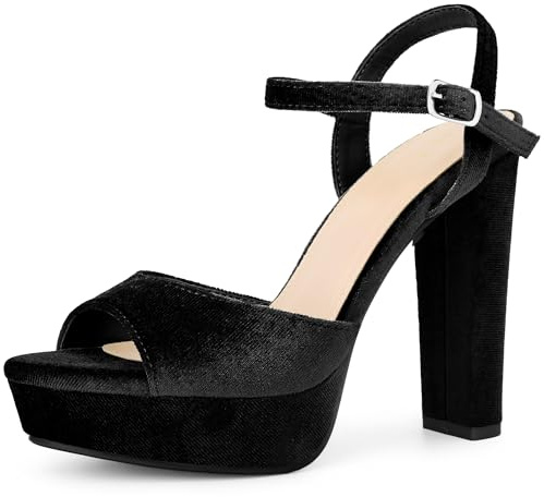 Allegra K Women Chunky High Heels Platform Slingback Strap Sandals