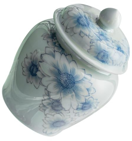 VANZACK Barattolo di Tè in Ceramica Blu e Bianca da 400ml, Contenitore Ermetico per Tè Sfuso Guarnizione Antipolvere, Vaso Decorativo Multifunzionale per Cucina e Conservazione Alimenti