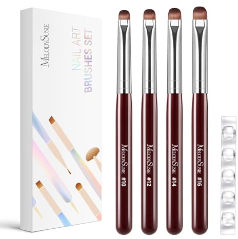 MelodySusie 4Pcs French Manicure with Rosewood Handles Nail Brush Set
