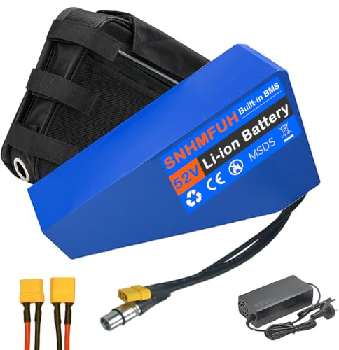 SNHMFUH 52V 60V 72V E-Bike Batería De Litio Triangular 20Ah - 40Ah Batería para Bicicleta Eléctrica con Bolsa Triangular, Cargador, para DIY/Bicicleta De Montaña Motor