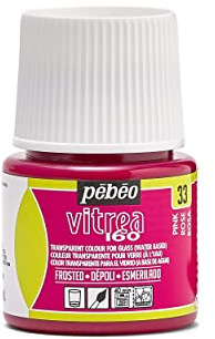 Pebeo Vitrea 160 Glass Paint - Water-Based Transparent High-Gloss Color Paints For Glass, Non-Toxic & Heat Safe, 45 ml Bottle, Pink