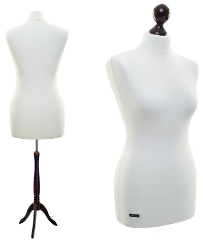 LUCCESI | Schneiderpuppe | zum Probierpreis! | Size S - XL (Female ♀) | Torso XL (44-46) | Wechselbezug Creme-Weiss | Standfuss wenge (kolonial) | Damen - Schaufensterpuppe