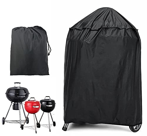 JTDEAL Kettle BBQ Cover Round Barbecue Cover Waterproof Heavy Duty BBQ Cover Windproof Grill Cover Outdoor BBQ Grill Cover with Drawstring and Storage Bag for Weber, Brinkmann,Char Broil (58x77cm)