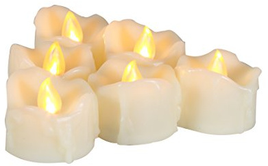 6 Battery Operated Flameless LED Tea Lights Tealight Candles with Timer