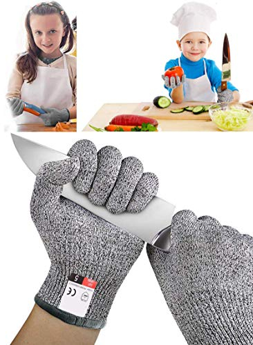 Paire de Gants Anti-Coupures, Gant Cuisine avec Protection de Niveau 5,Tout Simplement la Meilleure Protection Qui Existe Contre Les coupures du Quotidien, Jardinage, Bricolage (XS (8-12 ans))
