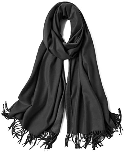 Van Der Rich ® - Schals mit Fransen Baumwollqualität - Damen (Uni-Schwarz)