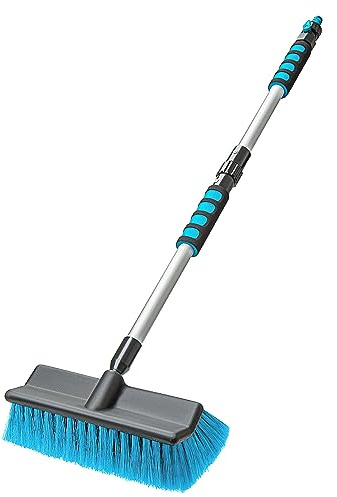 DSV Standard Car Wash Brush with 50'' Long Handle, Car Cleaning Brush with Hose Attachment, Car Brushes for Washing 10'' Soft Bristles for Scratch-Free Cleaning Auto, Truck, Boat, Floor and More