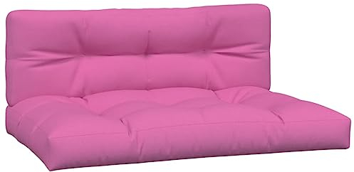 vidaXL Palettenkissen 2-TLG., Palettenauflage für Europaletten, Palettenpolster Palettensofa Outdoor Indoor, Sitzkissen Rückenkissen, Rosa Stoff