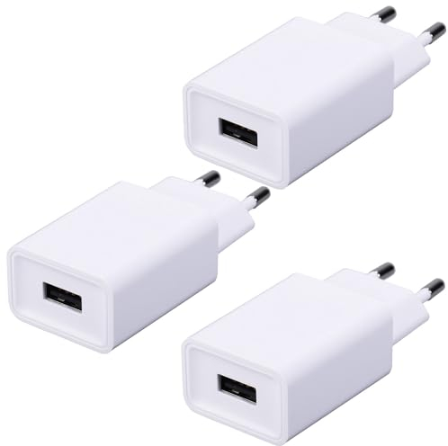 3-Pack Cabeza Cargador USB 5V 2A,Enchufe de Carga USB para Teléfonos móviles/Pulseras Inteligentes/Luces led/tabletas/enrutadores/Auriculares/linternas/Juguetes/eBook Reader