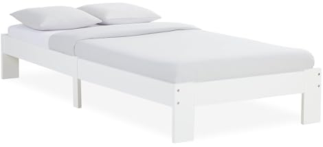 Homestyle4u 2521, Bett Einzelbett Holzbett 90x200 mit Lattenrost, Weiß Kiefer, Bettgestell Massivholz, Futonbett