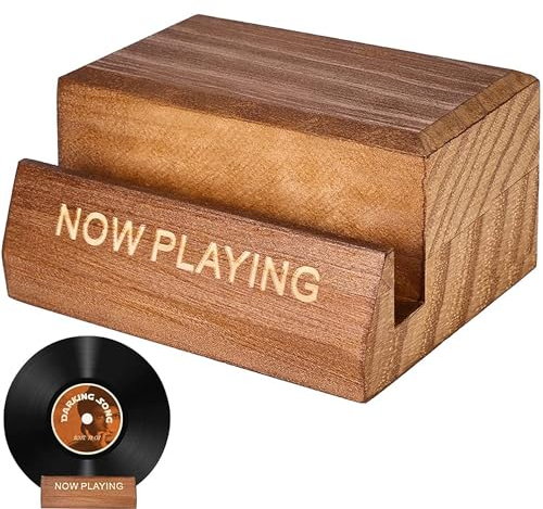 Qanye Espositore per Dischi in Vinile, Supporto Minimalista per Dischi in Vinile, Supporto per Dischi in Vinile in Legno, Supporto in Vinile Stile Vintage, Compatibile con Tutti i CD e LPS, Marrone