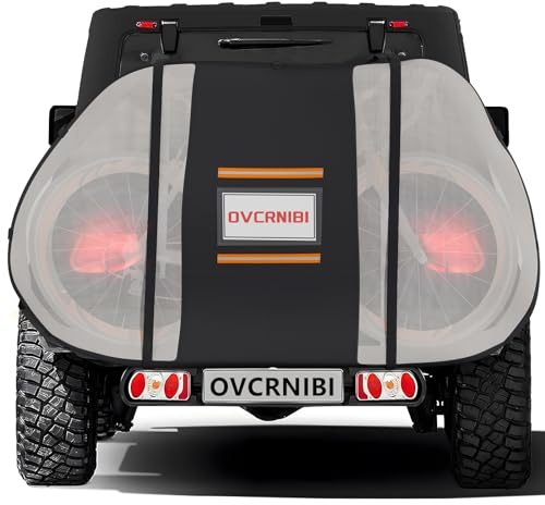 OVCRNIBI Bike Cover for Transport on Rack,Waterproof Tear Resistant Outdoor Bicycle Cover for 1,2 Bikes with Visible Tail Lights,License Plate Window and 2 Elastic Straps,80 ''L x 18''W x 50''H