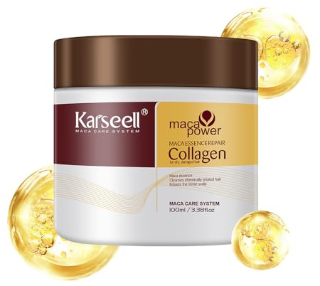 Karseell Hair Mask Collagen 100ml, Collagen Hair Mask Argan Oil Deep Repair for Dry Damaged Hair All Hair Types