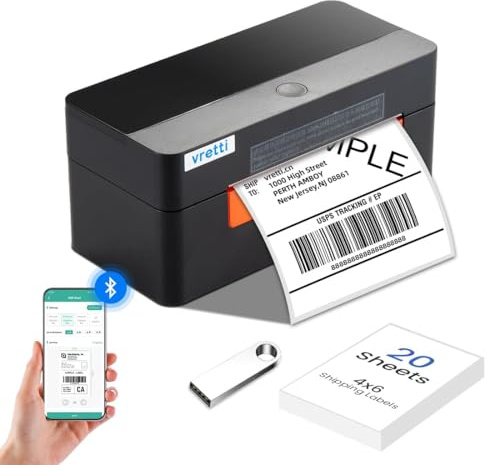 vretti Bluetooth Thermal Label Printer,Shipping Label Printer 4x6, for Address Postage Small Business,Compatible with Etsy,Shopify,Amazon,USPS,UPS