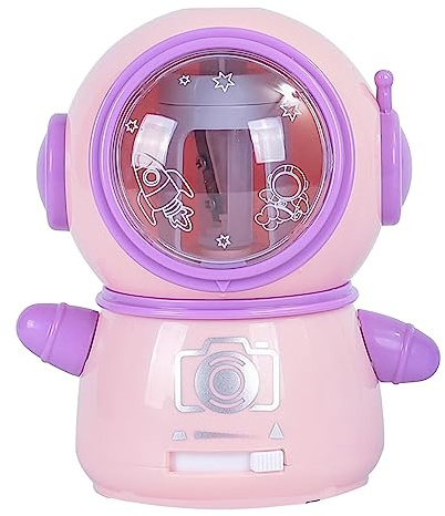 Elektrisk pennvässare för, söt spaceman-pennvässare för klassrummet hemma (rosa)