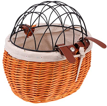 JECOMPRIS Rattangewebter Fahrradkorb Für Haustiere Stabiler Frontkorb Für Hunde Und Katzen Honigfarbig Vielseitig Einsetzbar Als Einkaufskorb Und Fahrradaccessoire