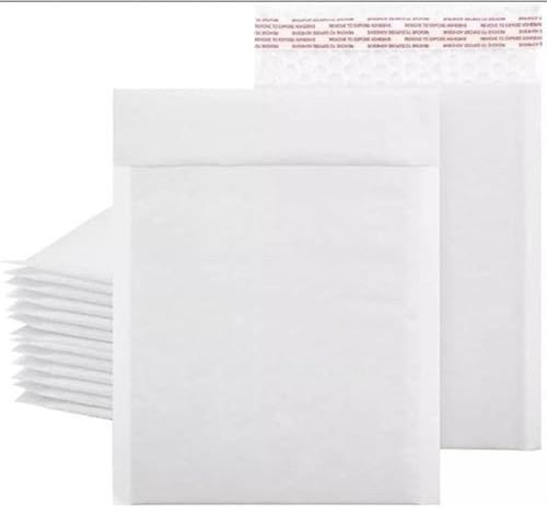 M7 Packaging Bubble Mailers Brown or White 100 Pack Paper Bubble Mailers, Self-Seal Adhesive Shipping Bags, Cushioning Padded Envelopes for Shipping, Mailing, Packaging (White, 140x175mm)