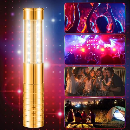 Dnoyevvs Baton Stroboscópico LED Bastón luminoso estroboscópico para botella de champán, luz blanca, reutilizable para karaoke, bar, discoteca, bodas, fiestas (dorado)